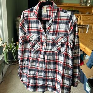 Q26.    Large plaid flannel shirt